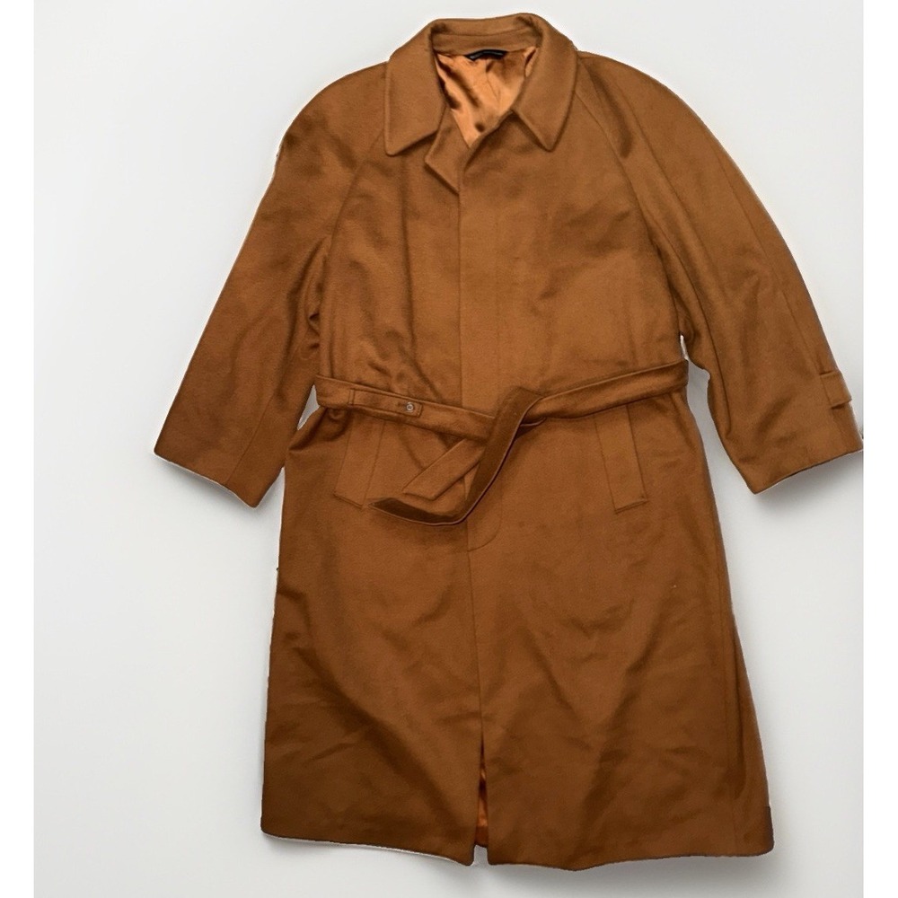 Vintage Cardinal of Canada Wool Overcoat Brown Belted Trench Duster Coat 42R